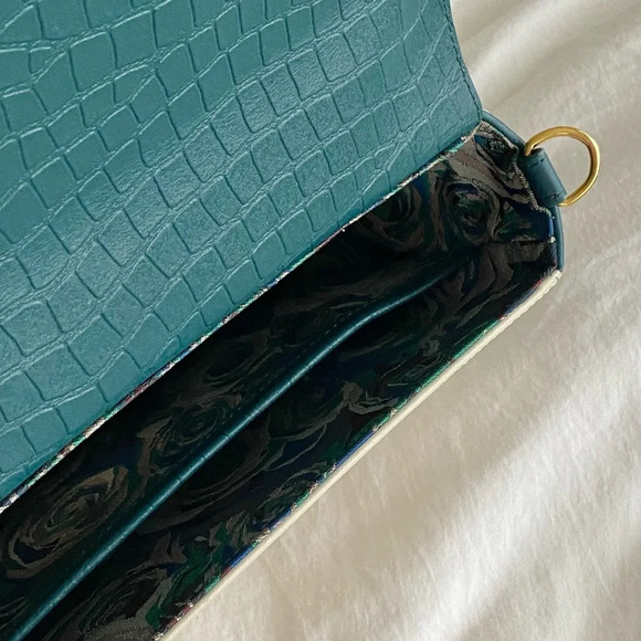 Elizabeth Sutton Leather Bag Multicolor Cream & Forest with 3D Butterfly Strap - Picture 9 of 15